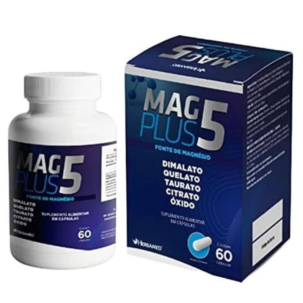 Mag Plus 5 Mix de Magnésio 60 Cápsulas Herbamed