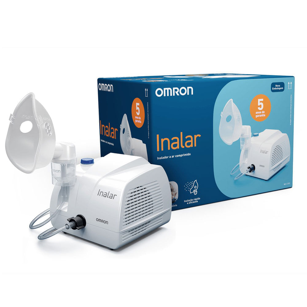 Aparelho Inalador Compacto Inalar Omron NE-C701 110V Branco e Azul