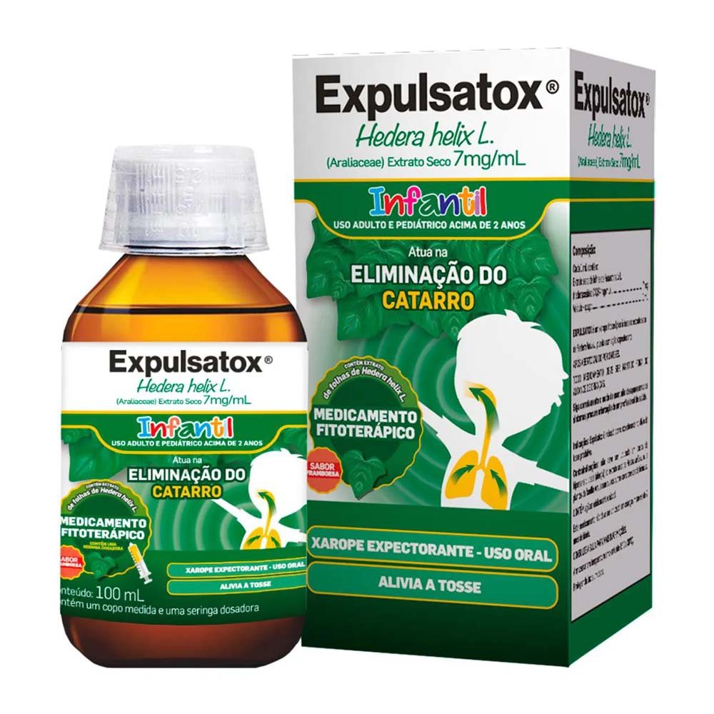 Expulsatox Hedera Helix 7mg/ml 100ml Xarope Infantil Expectorante Sabor Framboesa Genomma