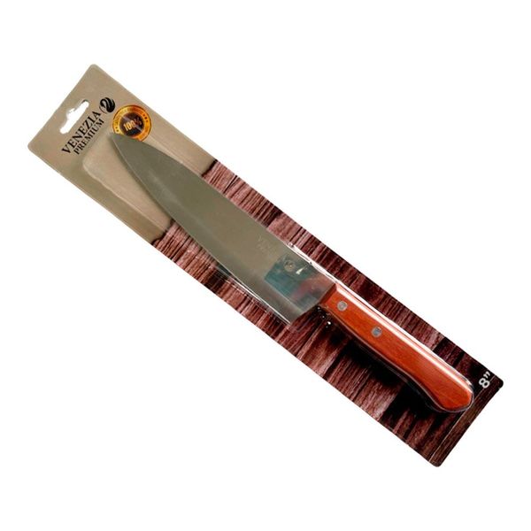 Faca Para Cozinha Artrin Inox Cabo De Madeira 35cm (MP)