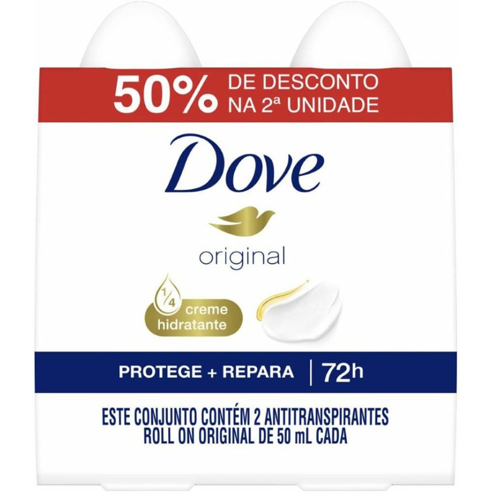 Desodorante Antitranspirante Roll-On Original 2 Unidades 50ml Dove