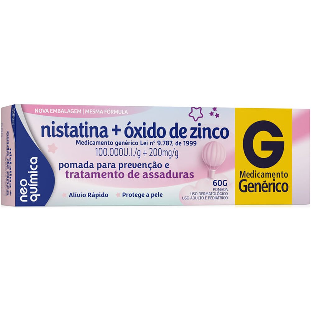 Pomada para Assaduras Nistatina 100.000UI/g + Óxido de Zinco 200mg/g 60g Neo Química