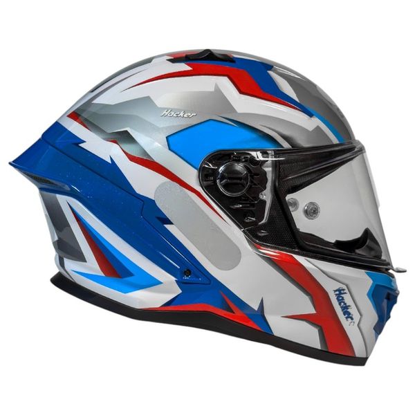 Capacete GP Tech Pilot Hacker Branco E Azul 61 (MP)