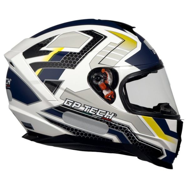 Capacete GP Tech Ultra SV Space Fosco Branco Azul E Amarelo 61 (MP)