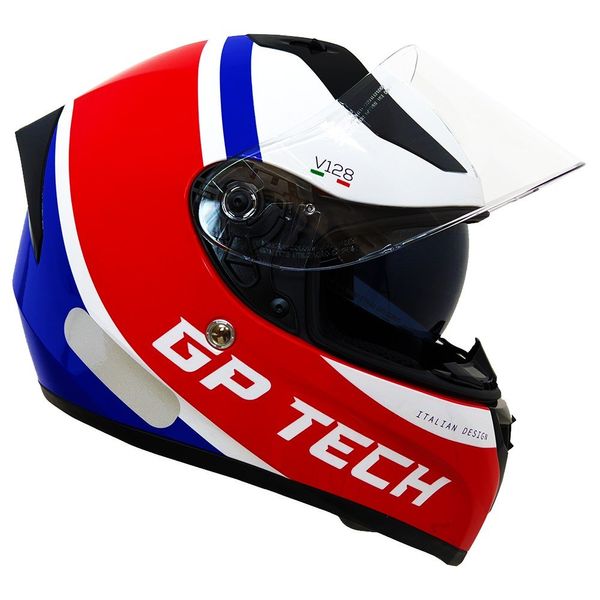 Capacete GP Tech V128 Start Branco Vermelho E Azul 58 (MP)