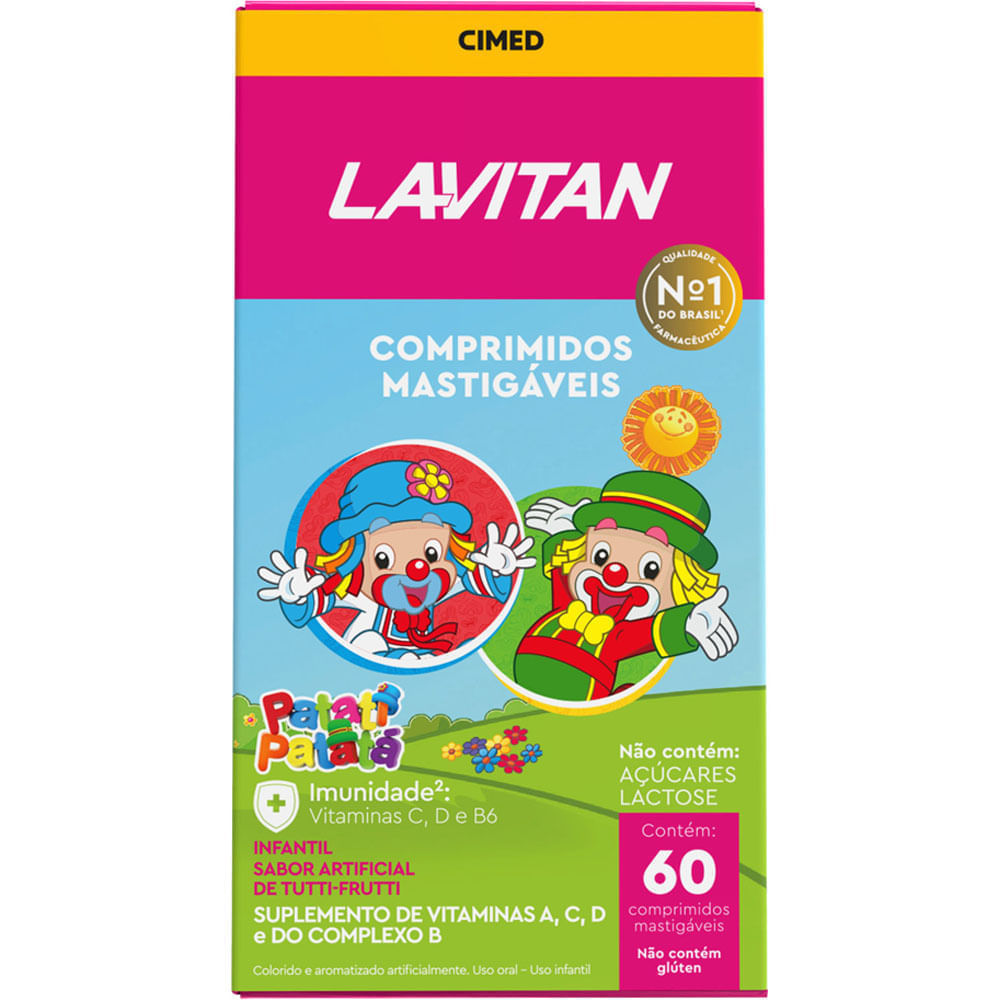Lavitan Kids 60 Comprimidos Mastigáveis Sabor Tutti Frutti