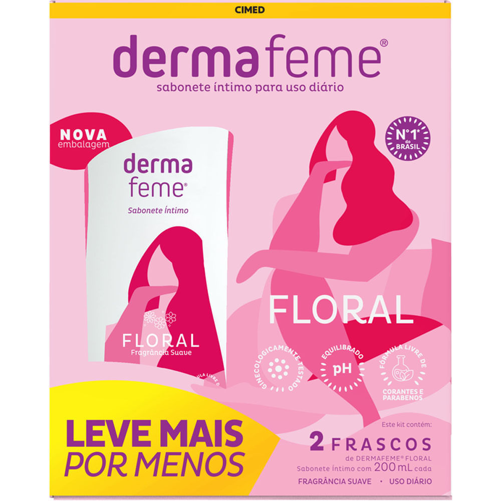Sabonete Líquido Íntimo Dermafeme Floral Kit 200ml 2 Unidades