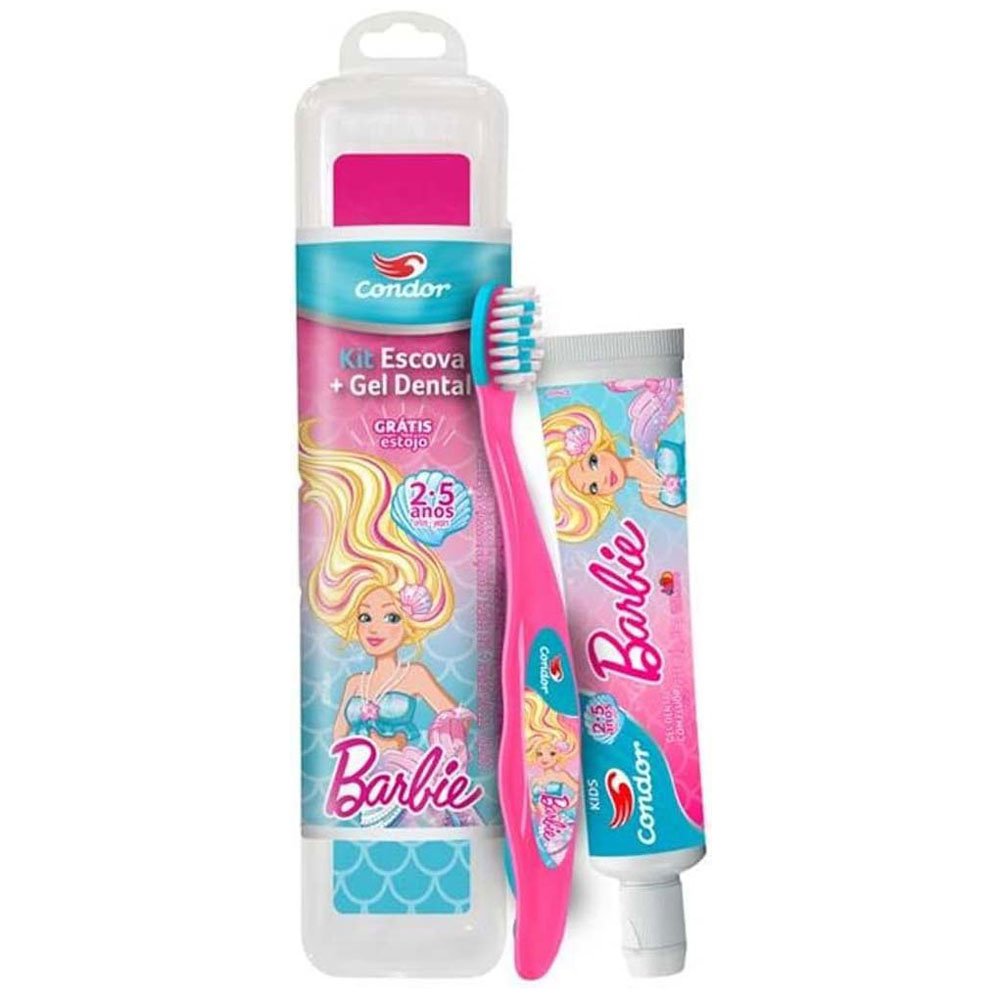 Kit Escova e Gel Dental Condor Kids Tutti Frutti Barbie 50g