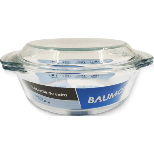 Caçarola de Vidro Baumon 1500ml com Tampa de Vidro