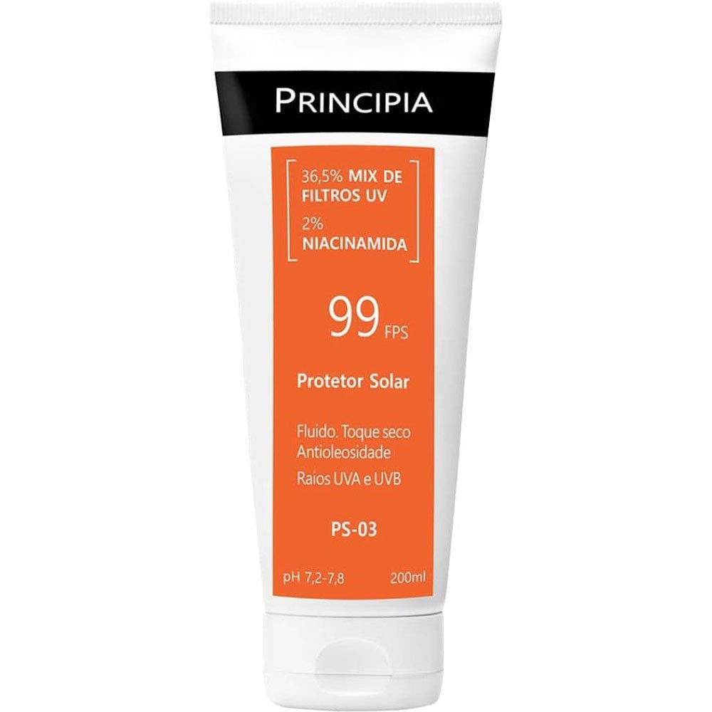 Protetor Solar Principia 36,5% Mix de Filtros UV + 2% Niacinamida FPS99 200ml
