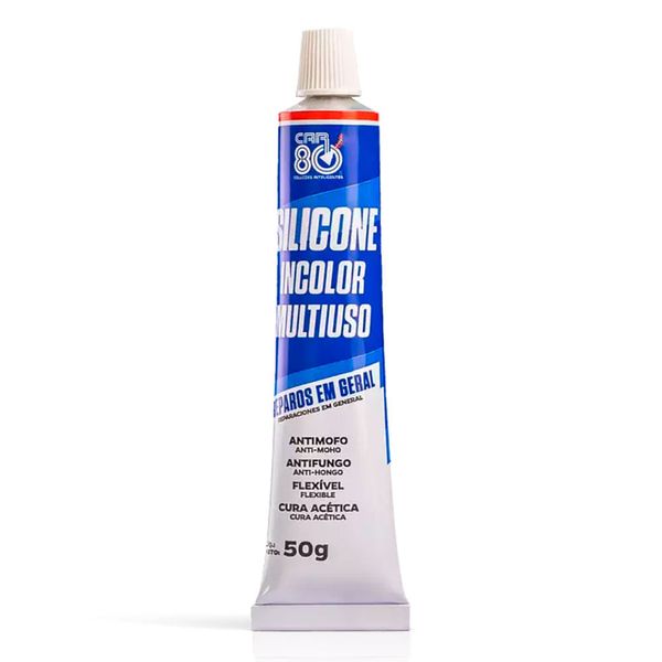 Silicone Acético Transparente Multiuso Para Reparos CAR80 50g (MP)