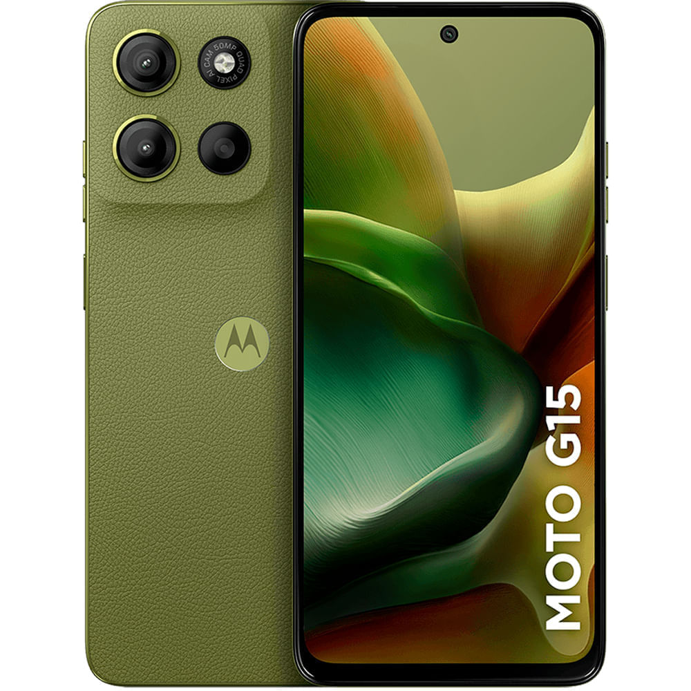 Smartphone Motorola G15 256GB Verde Vegan Leather 6.7" 50MP 4GB RAM