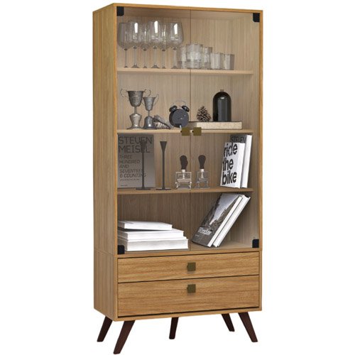 Cristaleira 2 Portas 2 Gavetas Movelbento RT 3151 Mel