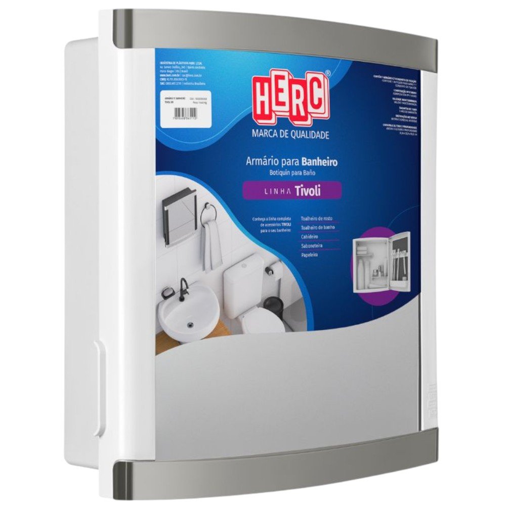 Armário Para Banheiro Sem Gaveta Herc Tivoli Branco E Cinza (MP)