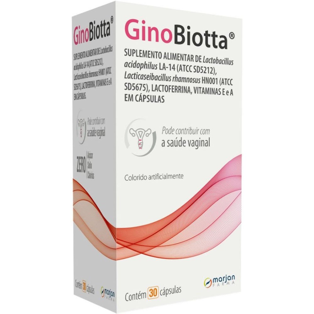 GinoBiotta 30 Cápsulas Suplemento Alimentar Lactobacillus Lactoferritina Vitaminas Marjan