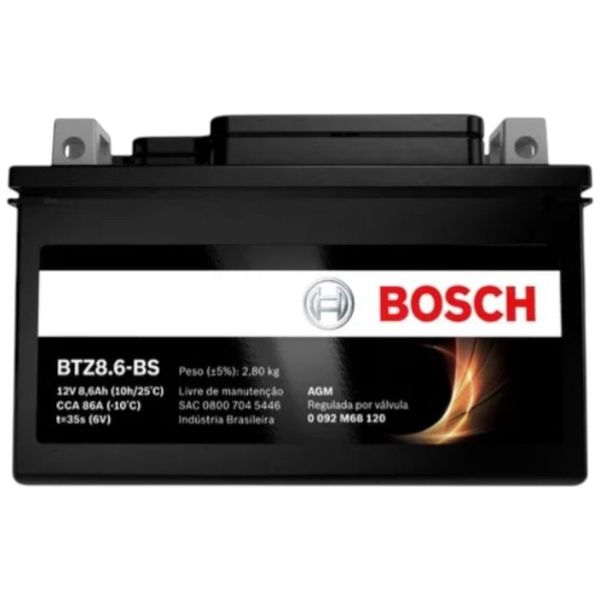 Bateria Moto Bosch 12V 8,6AH BTZ8.6-BS (MP)