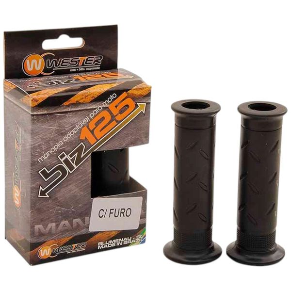 Manopla Wester Moto Biz 125 Original Preto Com Furo (MP)