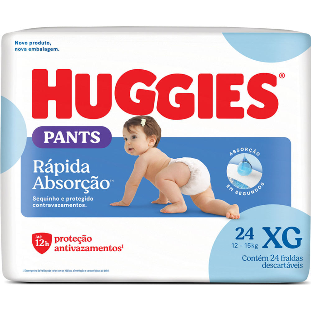 Fralda Infantil Huggies Rápida Absorção Tamanho XG 24 Unidades