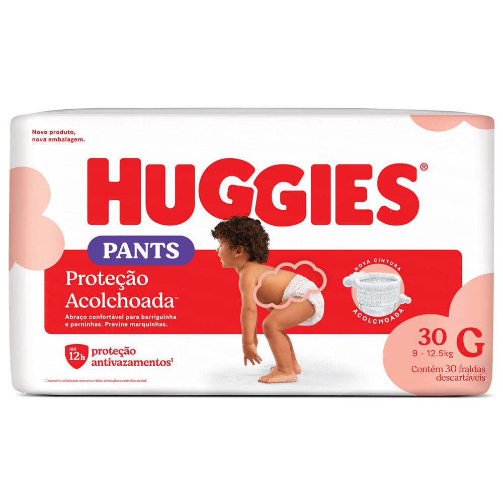 Fralda Huggies Descartável Proteção Acolchoada Tamanho G 30 Unidades