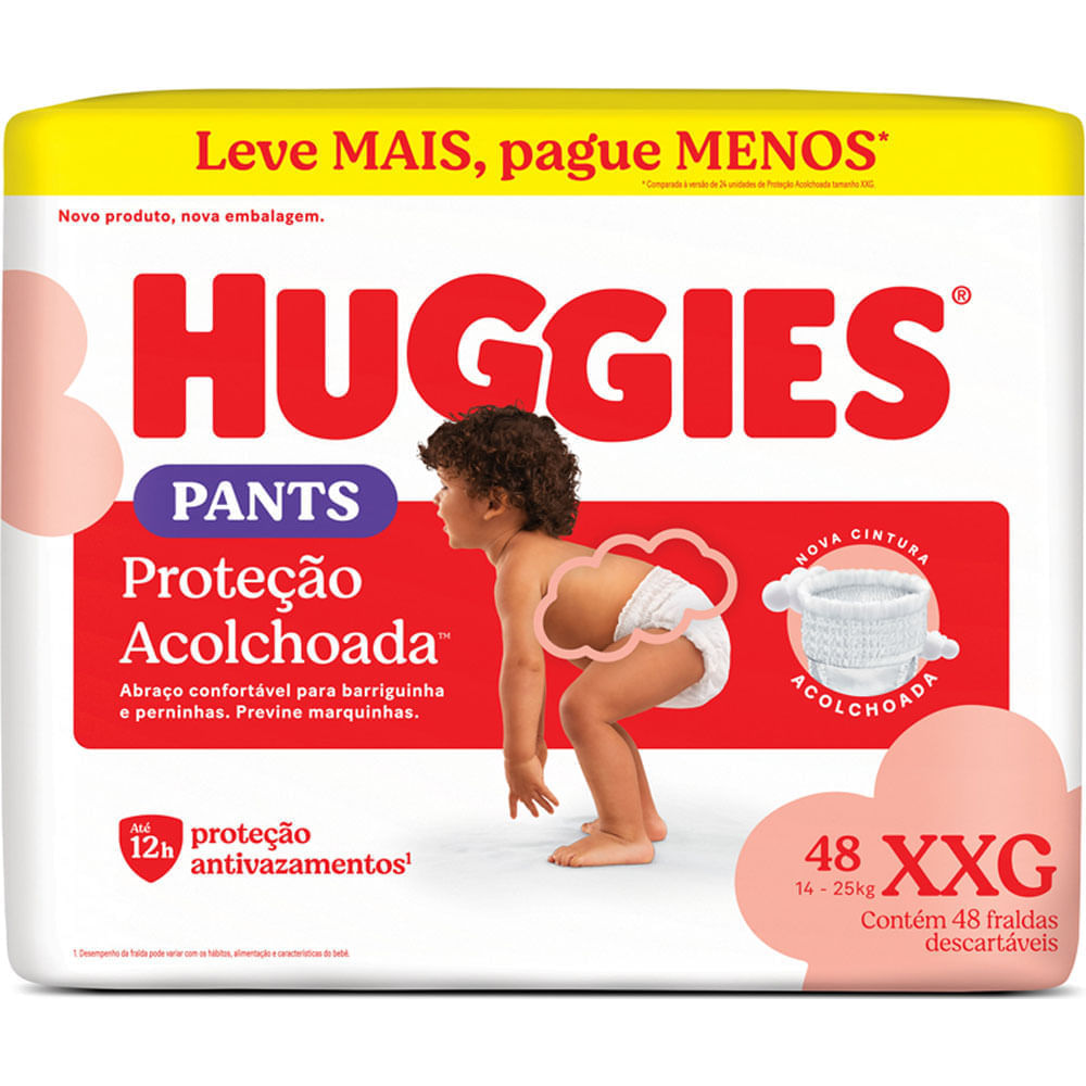 Fralda Huggies Descartável Proteção Acolchoada Tamanho XXG 48 Unidades