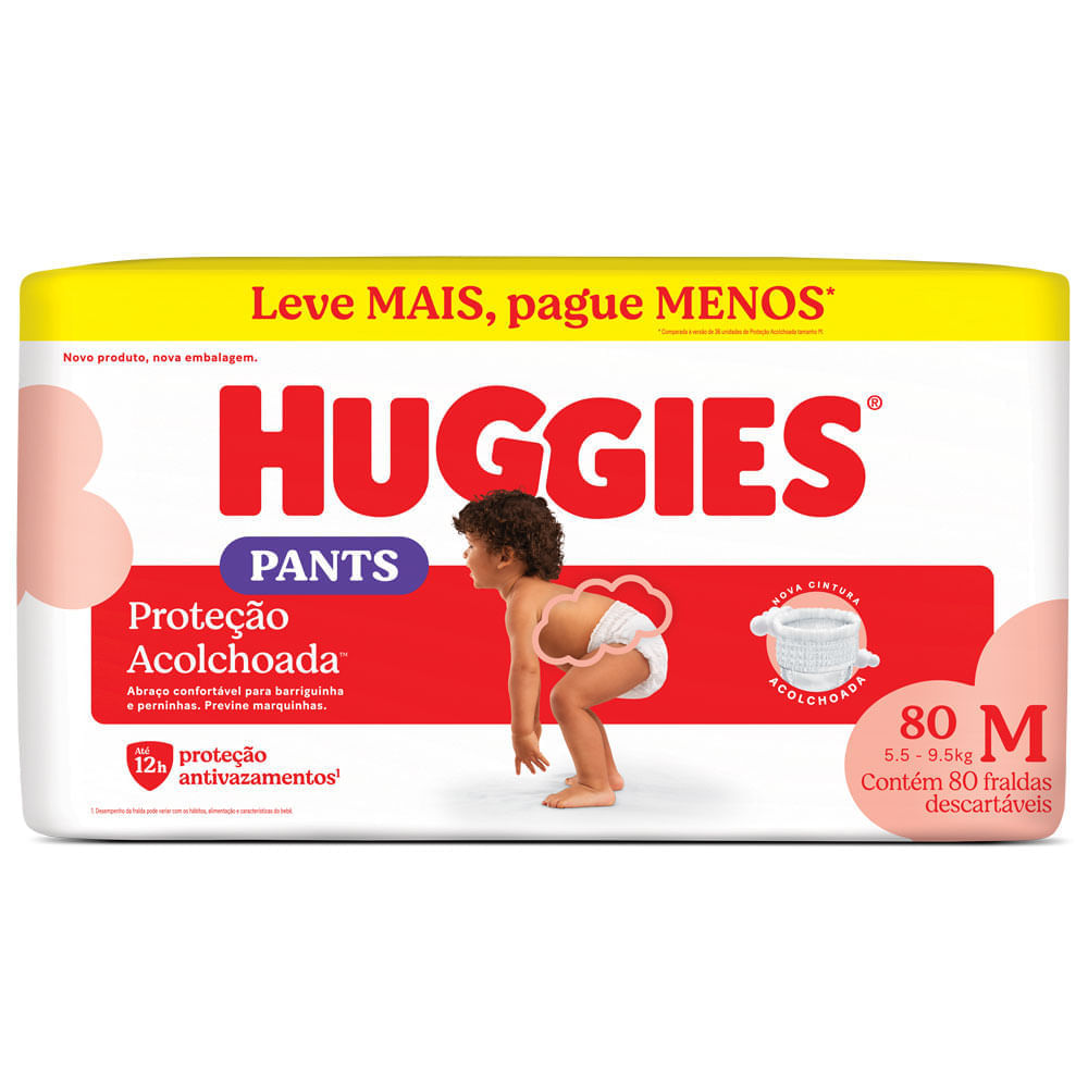 Fralda Huggies Descartável Proteção Acolchoada Tamanho M 80 Unidades