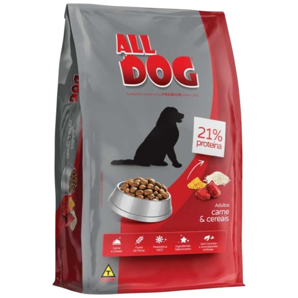 Ração Para Cães Adultos ALL DOG Sabor Carne e Cereais Pacote 15kg