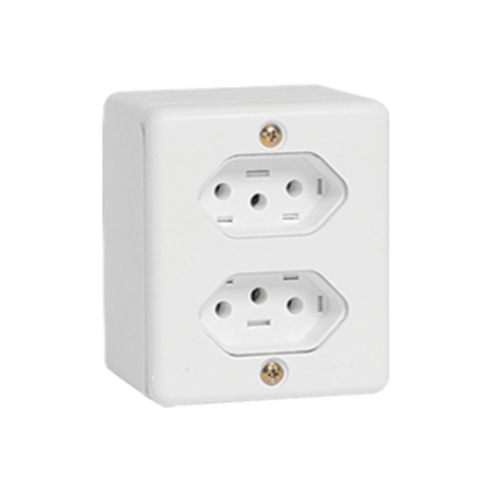 Tomada Dupla De Sobrepor Ilumi 2P+T 20A 250V 63121 Branco (MP)