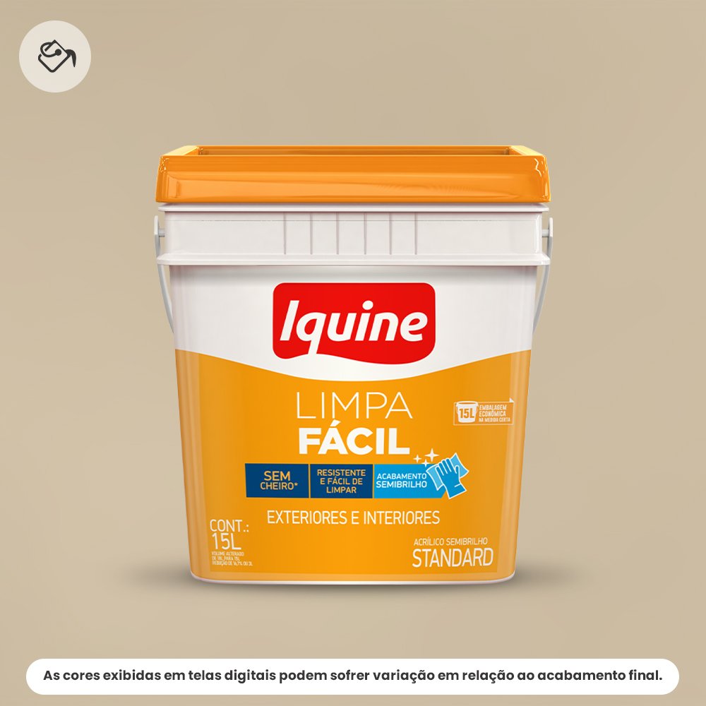 Tinta Acrílica Standard Semibrilho Iquine Retangular 15L Limpa Fácil 014 Palha (MP)