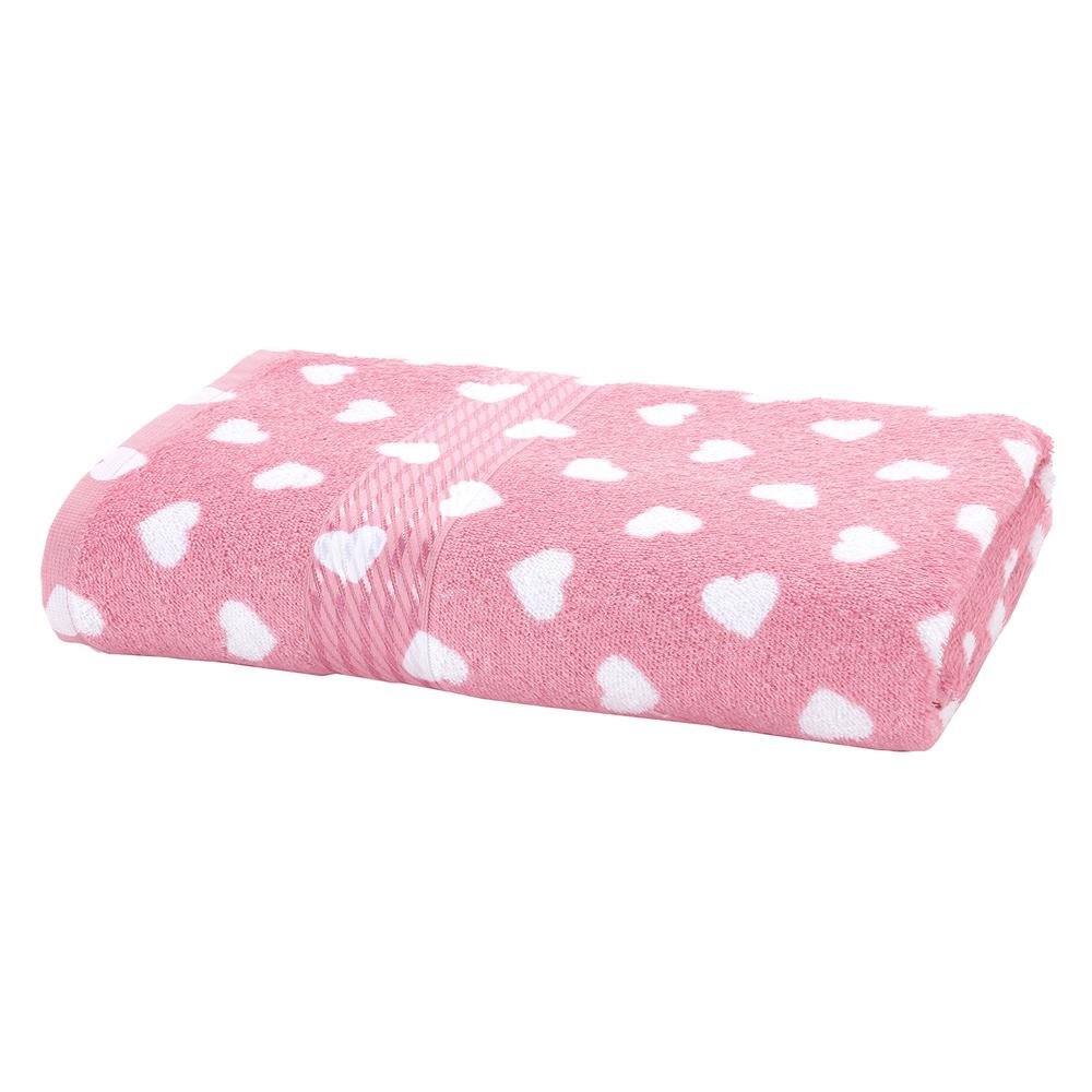 Toalha De Banho Dohler Prisma Love 70x140cm Rosa (MP)