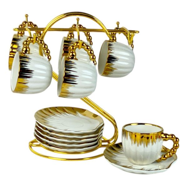 Conjunto com 13 Xícaras 100ml Concepts Life Branco e Dourado 087-880204