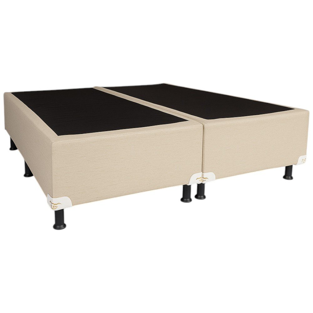 Base Cama Box King Marjom Bi-Partida Bege 193x203x38cm