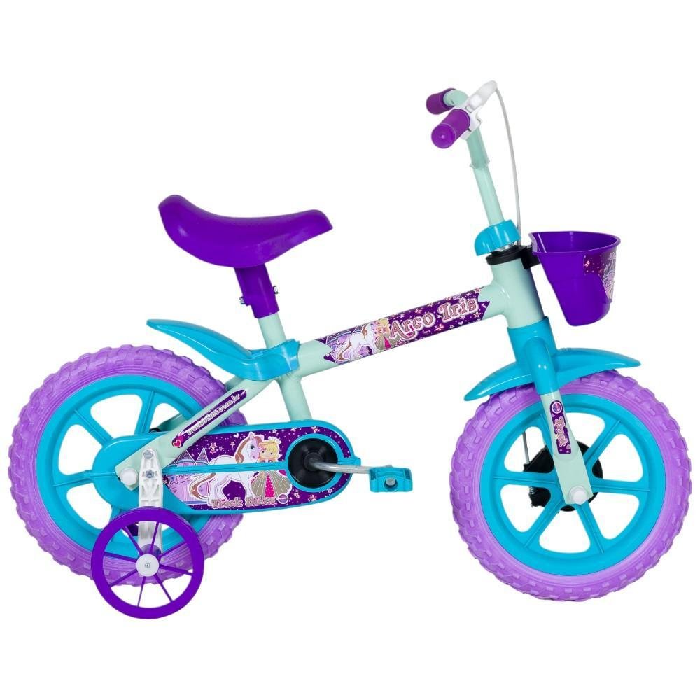 Bicicleta Infantil Track Aro 12 Arco Íris Verde E Azul