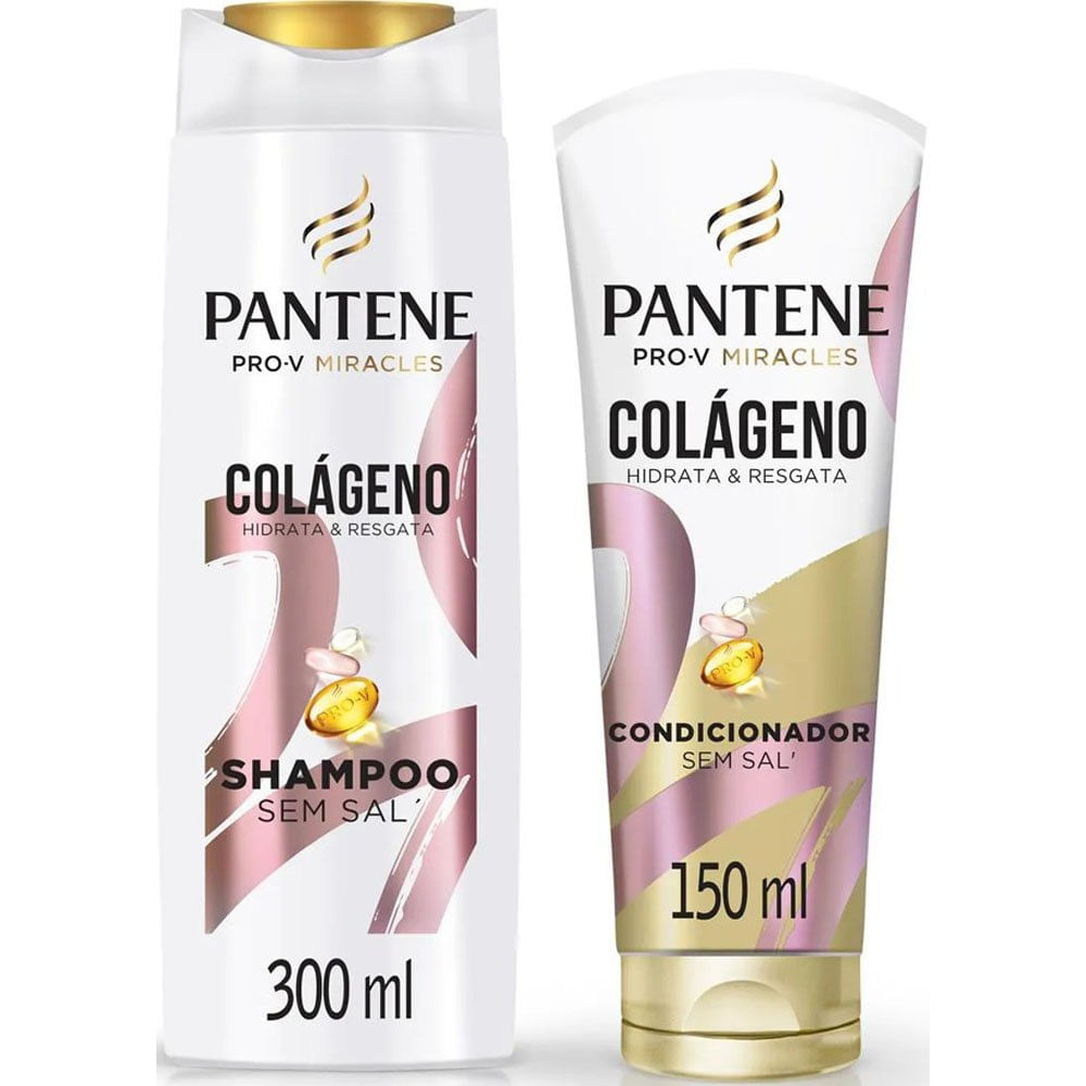 Kit Shampoo 300ml + Condicionador 150ml Pro-V Miracles Colágeno Hidrata & Resgata