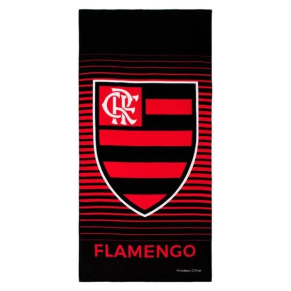 Toalha De Banho Bouton Veludo Flamengo Vermelho Preto 70x140cm (MP)