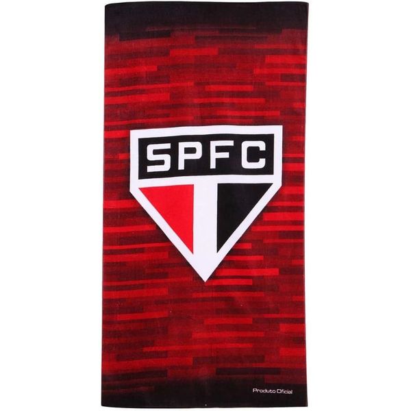 Toalha De Banho Bouton Veludo São Paulo Preto Vermelho Branco 70x140cm (MP)