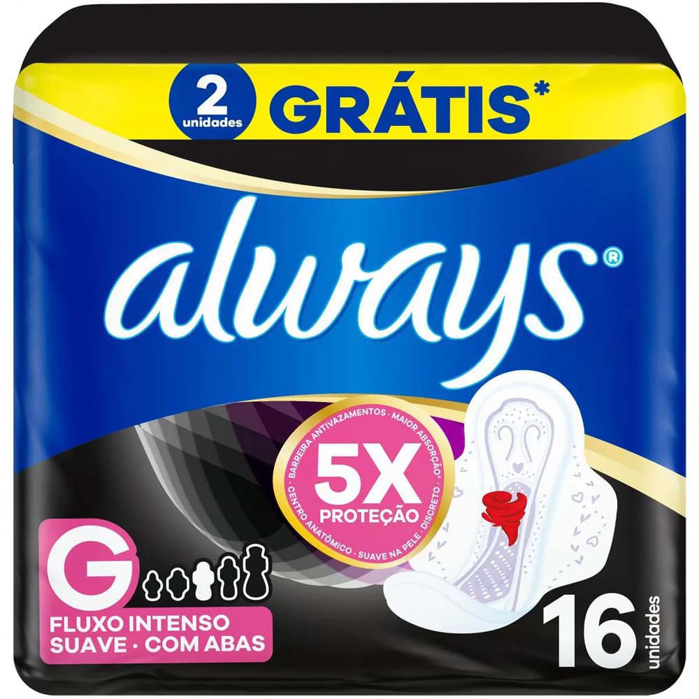 Absorvente Always Noturno com Abas Suave G 16 Unidades