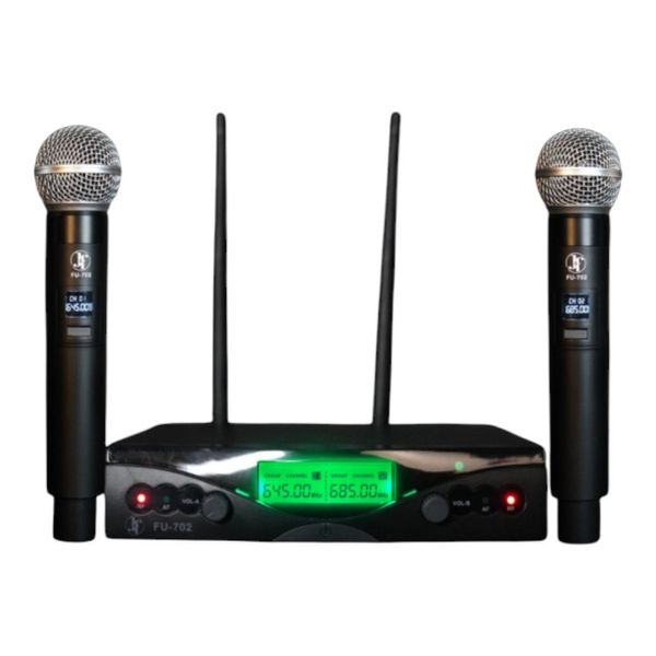 Microfone J&F Sem Fio UHF Duplo Painel FU-702 (MP)
