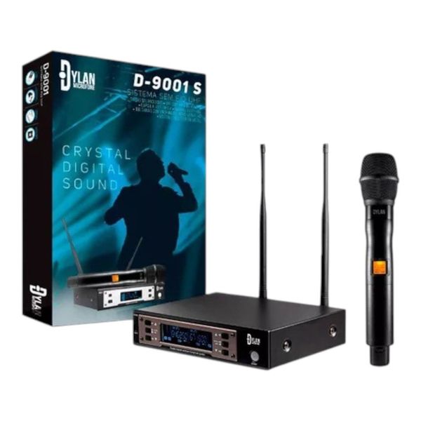 Microfone Sem Fio Dylan UHF 2 Antenas 1 Bastão D-9001S (MP)