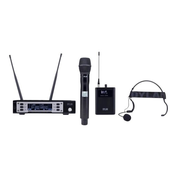 Microfone Dylan UHF 2 Antenas 1 Bastão 1 Headset D-9005S (MP)