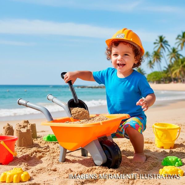 Brinquedo Carrinho de Mão Com Pá E Capacete Tilin Mestre De Obras (MP)