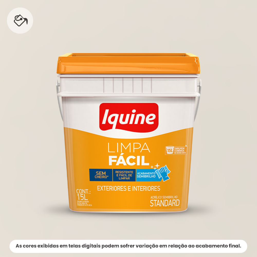 Tinta Acrílica Standard Semibrilho Iquine 15L Limpa Fácil 003 Branco Gelo (MP)