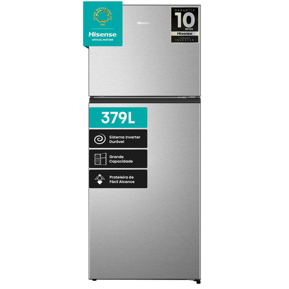 Geladeira Hisense Inverter Frost Free 379 Litros 127V Inox RT3N375NAC31