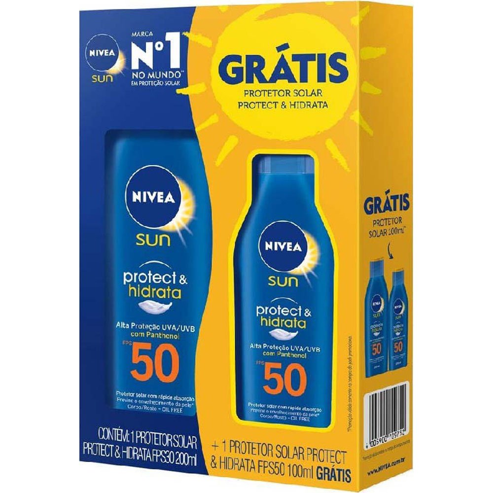 Kit Protetor Solar Nivea Sun Protect & Hidrata FPS50 200ml + Protetor Solar FPS50 100ml