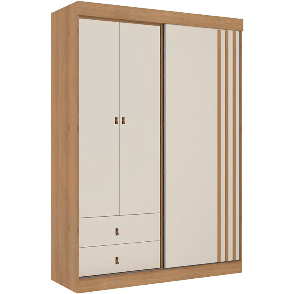 Guarda-Roupa 3 Portas 2 Gavetas THB Aspen Capuccino E Off-White 5926
