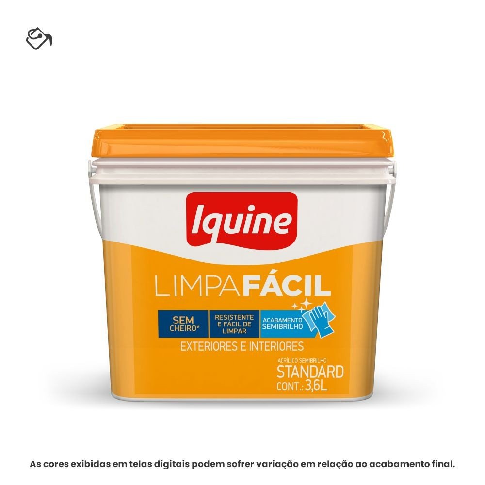 Tinta Acrílica Standard Semibrilho Iquine 3,6L Limpa Fácil 002 Branco Neve (MP)
