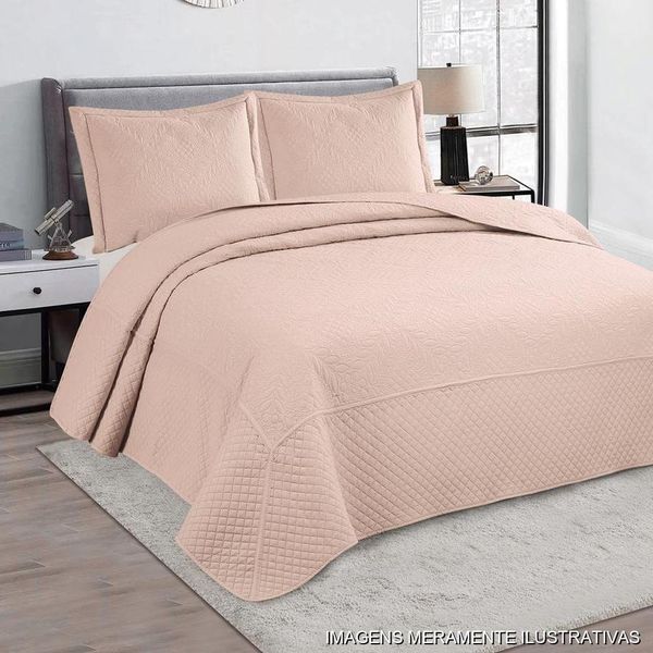 Kit Colcha King 3 Pecas Rozac Marseille Rosé (MP)