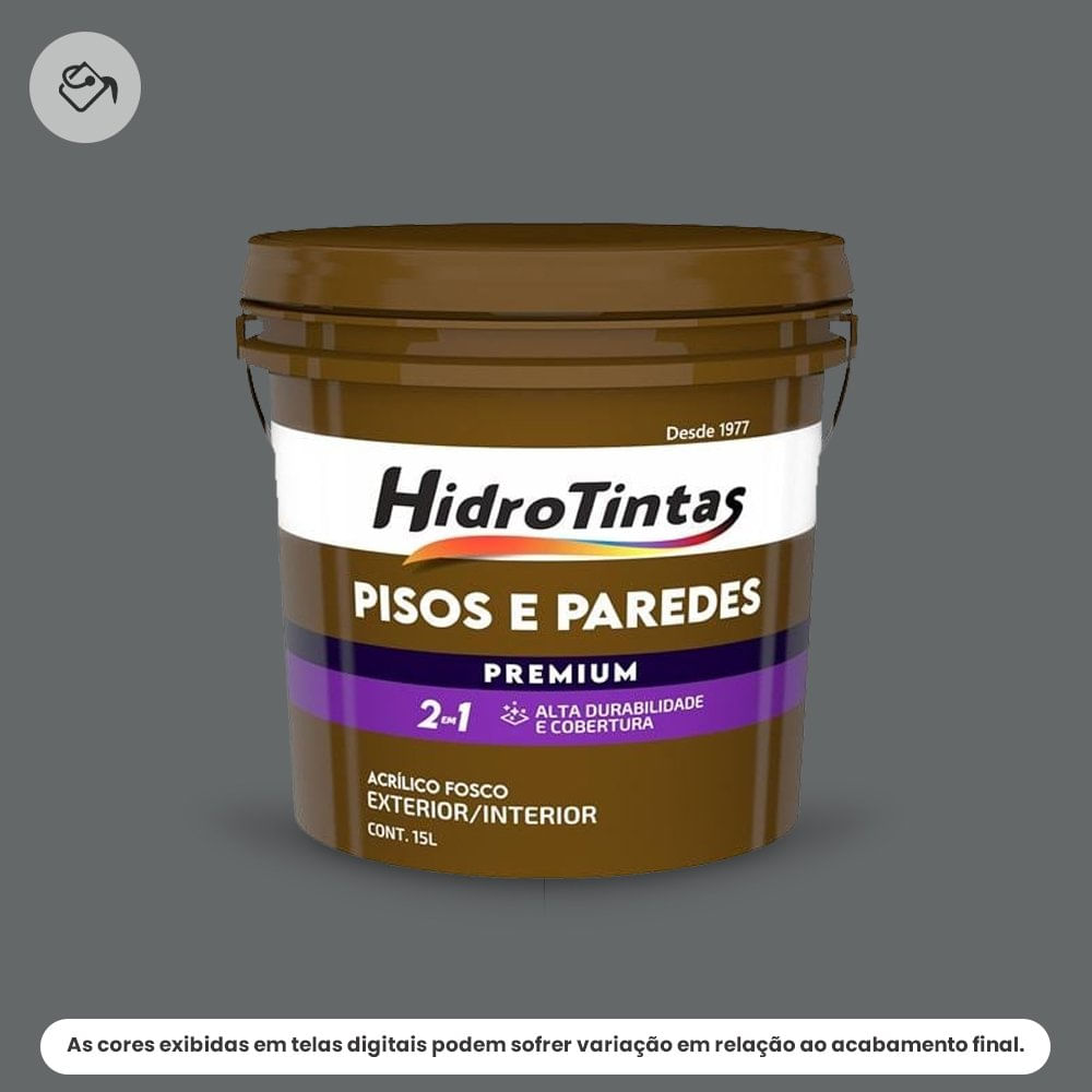 Tinta Acrílica Premium Pisos E Paredes Hidrotintas 15L Cinza (MP)