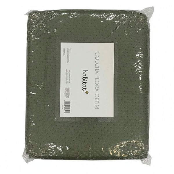 Kit Colcha King Habitat 3 Peças Flora Cetim Verde 260x280cm (MP)