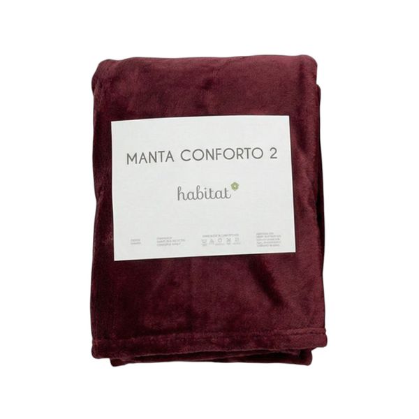 Manta Casal Habitat Conforto 2 200x220cm Vinho (MP)