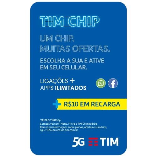 Chip Tim Pré Plano Naked 10 4G + Recarga